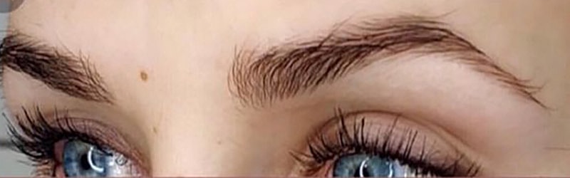 Close-up of eyes and eyebrows with eyelashes.