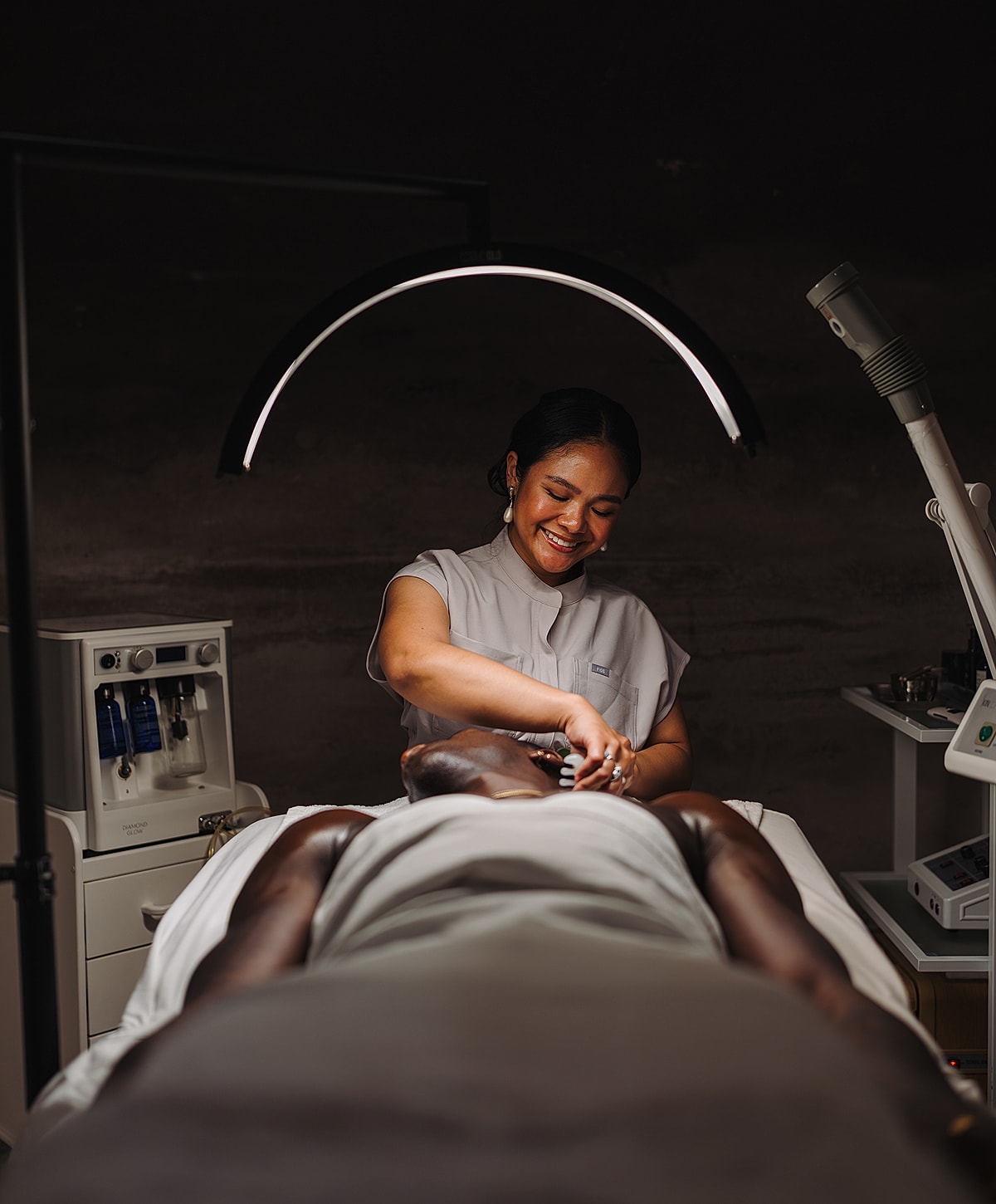Skincare treatment in a calming spa environment