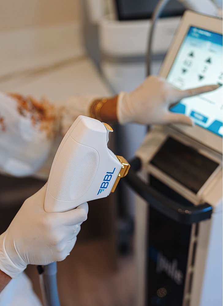 BBL device in use for skin treatment.