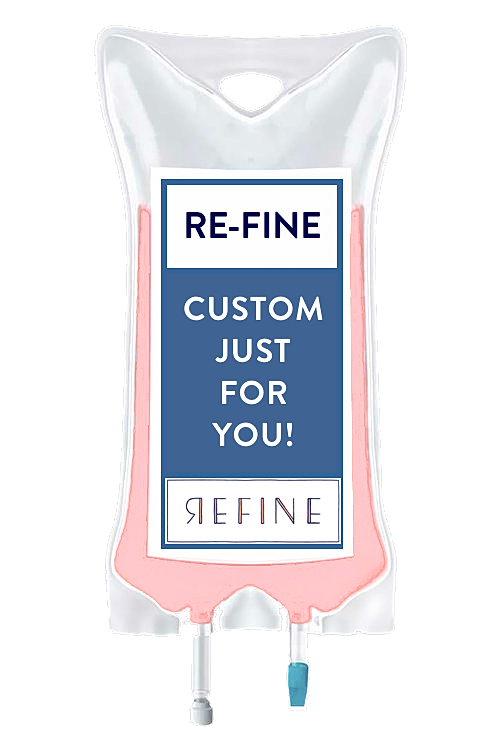 Custom IV bag with branding for RE-FINE.