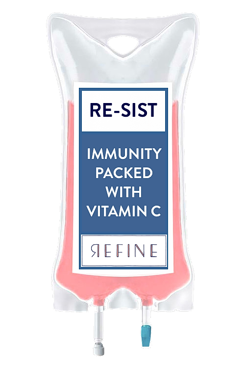 IV bag promoting vitamin C for immunity boost.