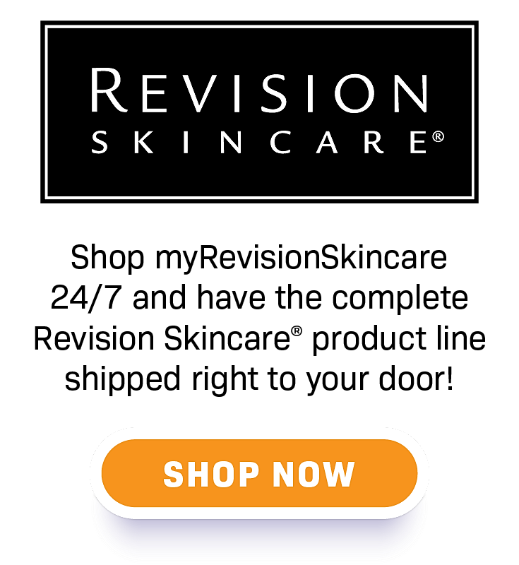 Revision Skincare logo with shop button.