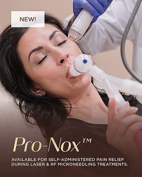 Woman using Pro-Nox for pain relief treatment.