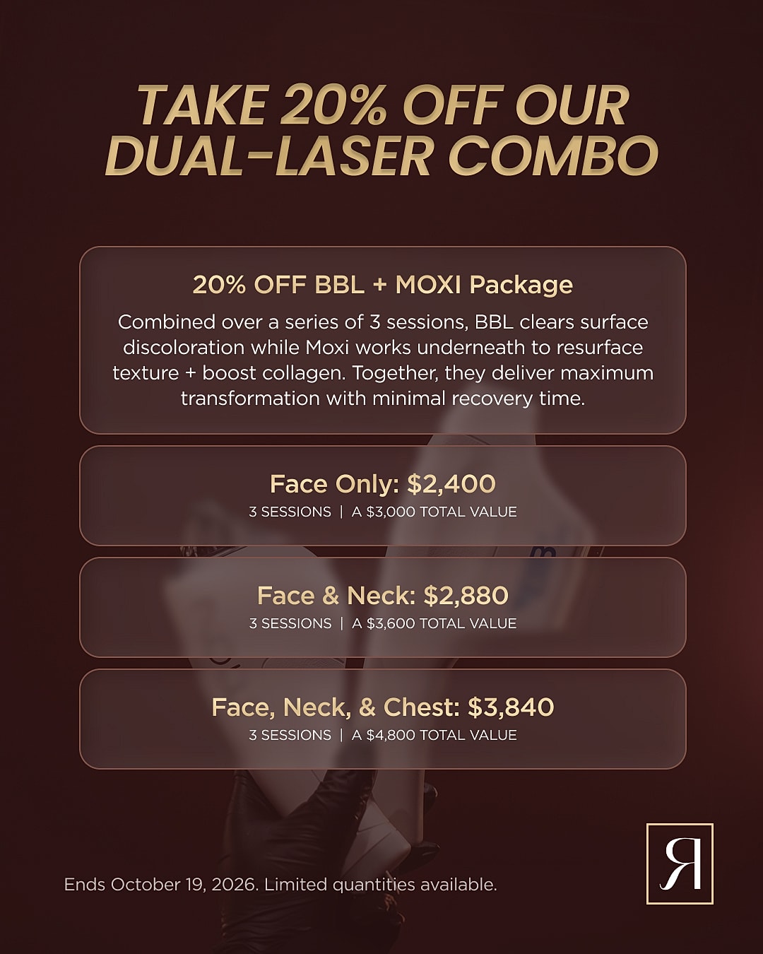 Promotional offer for dual-laser treatment package.