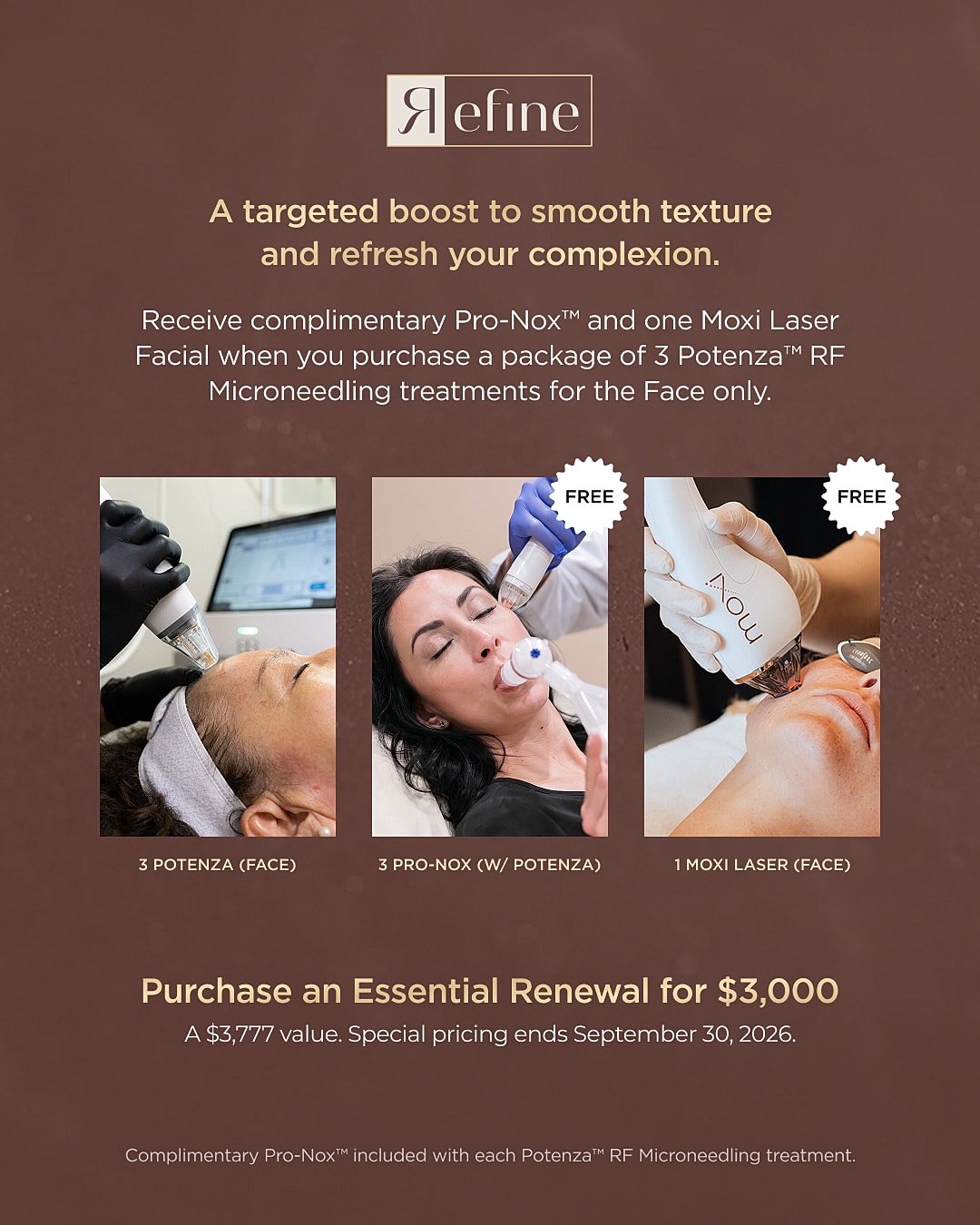 Promotional skincare treatments and offers at Refine